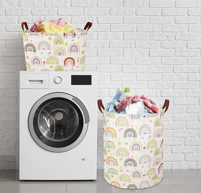 Colorful Rainbow Laundry Hamper,kids laundry Basket,Girls Nursery Hamper,Waterproof Storage Bin for Bedroom,Clothes Organizer Basket,Toys Box,Room Decor(Colorful Rainbow)