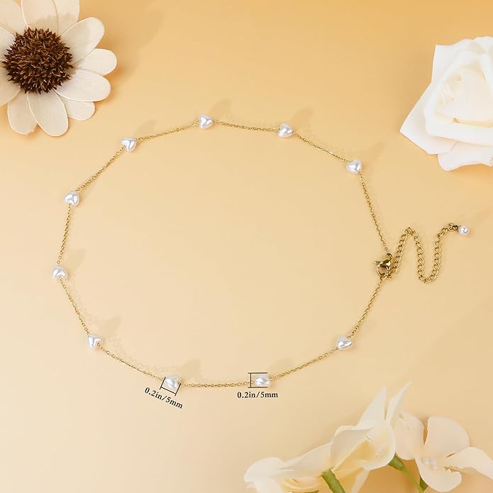SmileBelle Pearl Necklaces for Women, Daisy Pearl Choker as Christmas Stocking Stuffers for Teens, Silver Daisy Pearls Jewelry Trendy Stuff Birthday Gifts 3 Pearls White Necklace as Wedding Jewelry
