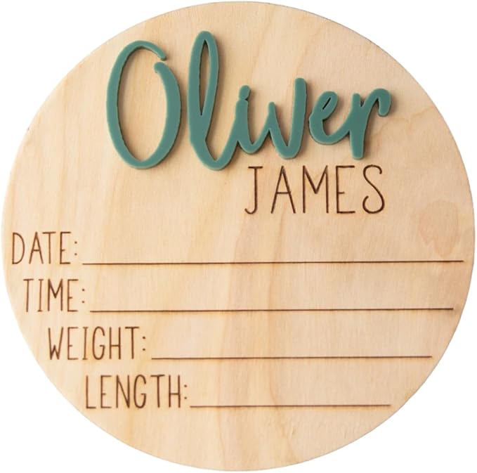 Personalized Newborn Announcement Sign for Hospital - Wooden Birth Announcement Sign for Hospital - Baby Name Announcement Sign - Baby Milestone Signs - Boy Girl - double sided