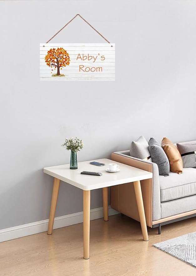 Personalized Sign Tree Wall Art Decor For Kids Room Custom Name Leaves Door Décor For Little Man Cave, Nursery Art Plate For Boys Room Girls Bedroom
