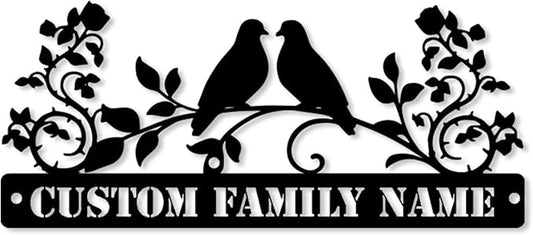 Personalized Wedding Gift for Couple, Housewarming Gift New Home, Metal Welcome Sign with Birds, Metal Art Decor