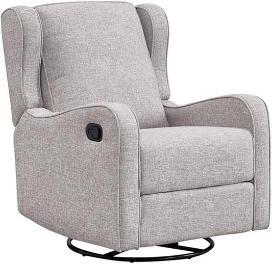 Pemberly Row Premium Fabric Glider Manual Recliner Nursery Rocking Chair for Living Room, Kids Room, Rocker Swivel Recliner with USB Port in Fawn Gray