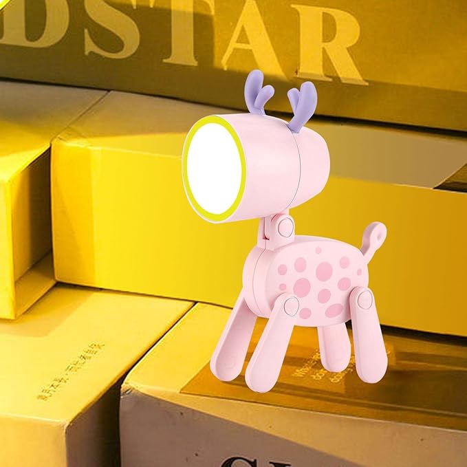 Children Mini Lamp, Folding Animal Night Light | Decorative Eye Protection LED Kids Reading Light with Phone Holder, Portable Battery Lamp.