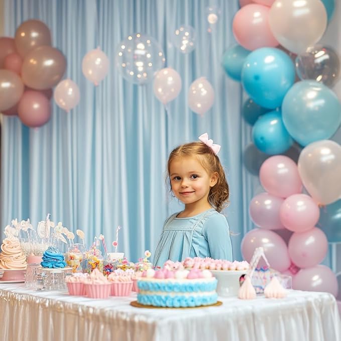 10x10ft Wrinkle Free Blue Backdrop Curtains for Parties Blue Fabric Curtain Backdrop Drapes for Wedding Arch Party Ceremony Stage Decoration W5' x H10'丨2 Panels YUNBSDJ141