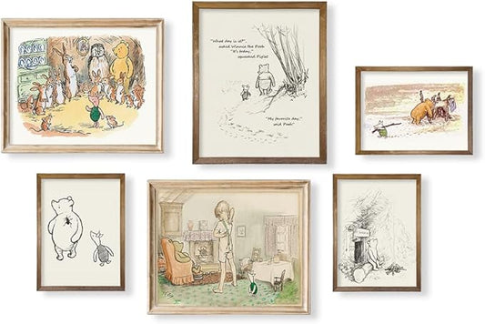Vintage Hundred Acre Wood Poster - You Are Braver Than You Think - Winnie The Pooh Nursery Wall Art - Toddler Room Decor - Gifts for Winnie Fans Lover - Motivational Quote for Kids Little Boys Bedroom