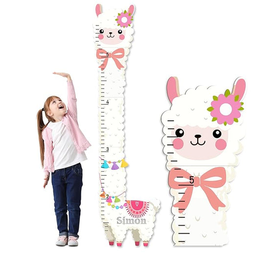 Personalized Child Growth Charts, Alpaca Wooden Kids Height Wall Chart, Height Measurement for Wall Kids Room Nursery Decor