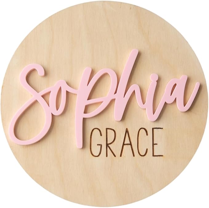 Personalized Newborn Announcement Sign for Hospital - Wooden Birth Announcement Sign for Hospital - Baby Name Announcement Sign - Baby Milestone Signs - Boy Girl - Double Sided