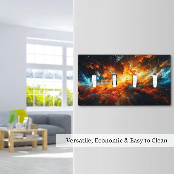 Light Switch Cover Cosmic Outer Space Nebula Explosion 4 Gang Switch Plate Covers Quad Toggle Wall Plates Decorative Switchplate Electrical Faceplate for Bathroom Home Decor