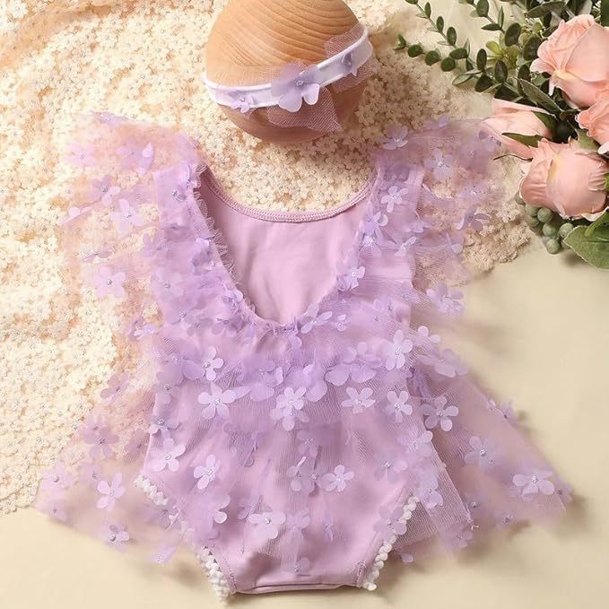 Newborn Girl Photography Outfits, Backless Lace Romper with Flower Headband Photo Props, Baby Girl Photoshoot Outfits