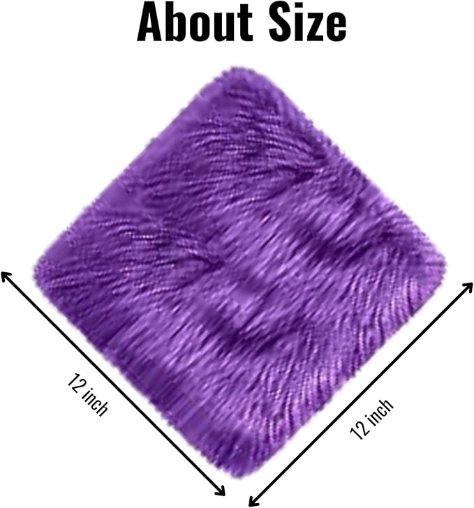 12inch Square Small Faux Fur Sheepskin Cushion Soft Plush Area Rug,Photo Background for Small Product Desktop Photography,Display and Decor,Jewelry,Nail Art,Locker Accessories (Purple)