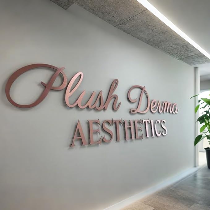 Custom Rose Gold Acrylic Logo Sign for Business Salon or Office Wall Signage (Rose Gold)