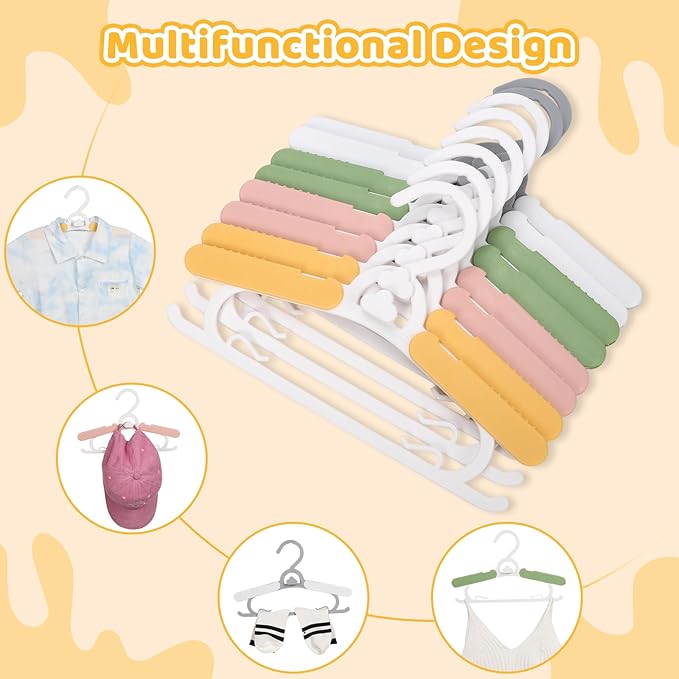 40 Pack Baby Clothes Hangers, 11-15" Adjustable Non-Slip Thickened Kid Hangers for Nursery Closet Toddlers Infant Children to Teenager (Multicolor)