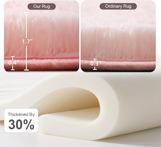 Pink Round Rug for Bedroom, 4Ft Fluffy Circle Area Rugs for Living Room, Shag Fuzzy Carpet for Kids Room, Nursery, Dorm, Classroom, Teen, Cute Baby Play Mat Home Decor Aesthetic