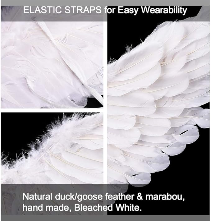 Angel Wings and Halo White Adult Angel Wings for Kids Party Children's Boys Girls Christmas