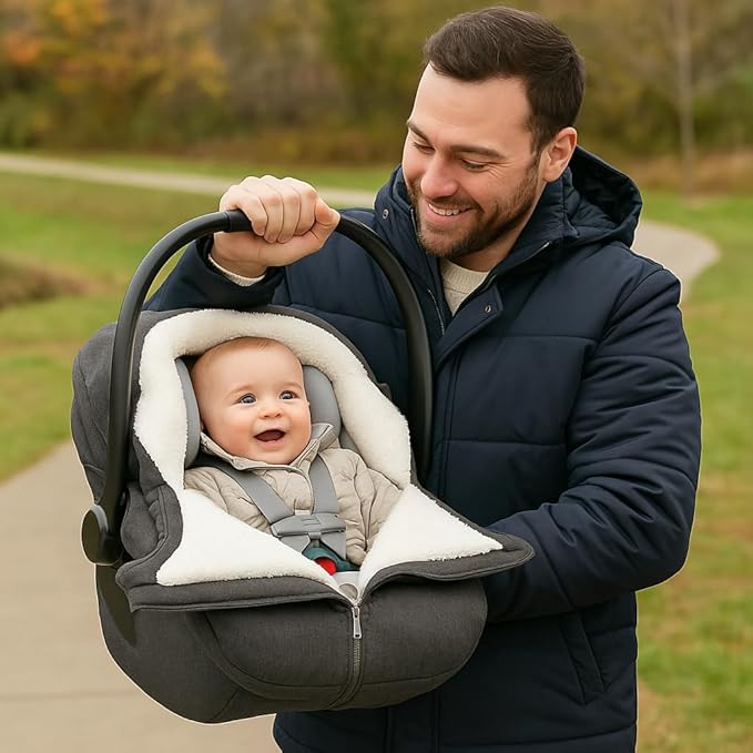 Winter Car Seat Cover for Baby – Cozy Infant Carseat Blanket Compatible with UPPAbaby Aria and Mesa and Most Car Seats | Warm Windproof Weather-Resistant Baby Carrier Cover for Boys & Girls