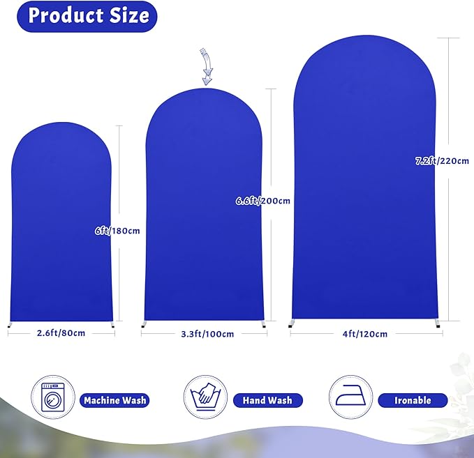 Royal Blue Chiara Arch - 6.6FT Spandex Fitted Wedding Arch Stand Covers Round Top Stretchy Backdrop for Birthday Party Ceremony Banquet Decoration