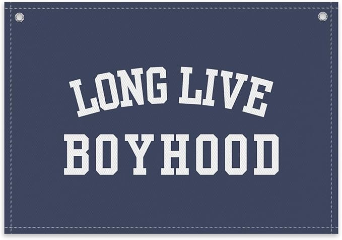 Long Live Boyhood Boys Room Decor - Linen Nursery Banner for Toddler Room Decoration, Farmhouse Kids Wall Hanging, Canvas Banner Flag for Baby Shower, Birthday Gift - A05