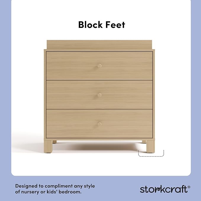 Storkcraft California 3-Drawer Chest with Removable Changing Topper (Driftwood) – GREENGUARD Gold Certified, Interlocking Drawer System, Pre-Installed Tracks, Easy Assembly