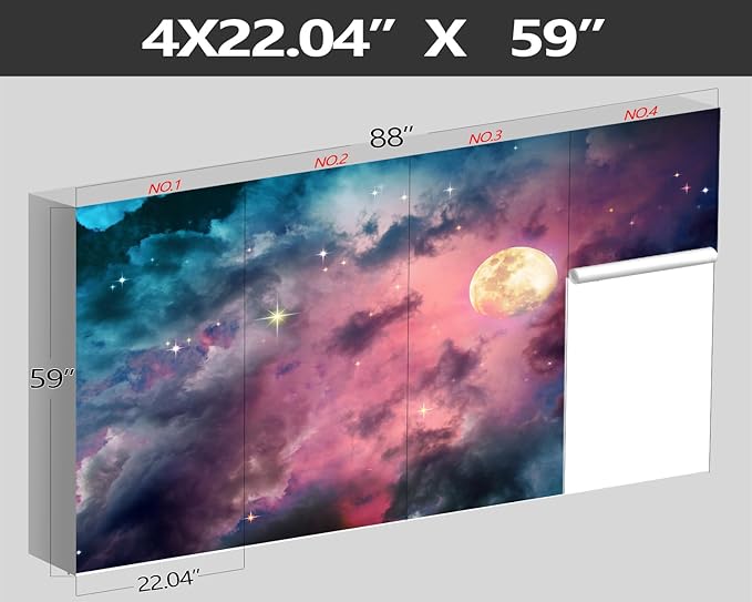XMPMBM-Starry Sky Clouds The Moon backsplash Large Decorative Geometrical Wallpaper Bedroom Bathroom Wall Mural- W 88" X H 59"（36 Square Foot）