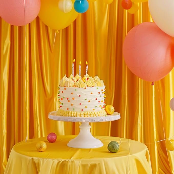 10x10ft Wedding Curtains Bright Yellow Wedding Backdrop for Ceremony Prom Stage Backdrop Satin Fabric Curtain Drapes Curtains Panels with Rod Pockets W5' x H10'2 Panels YUNBSDJ077