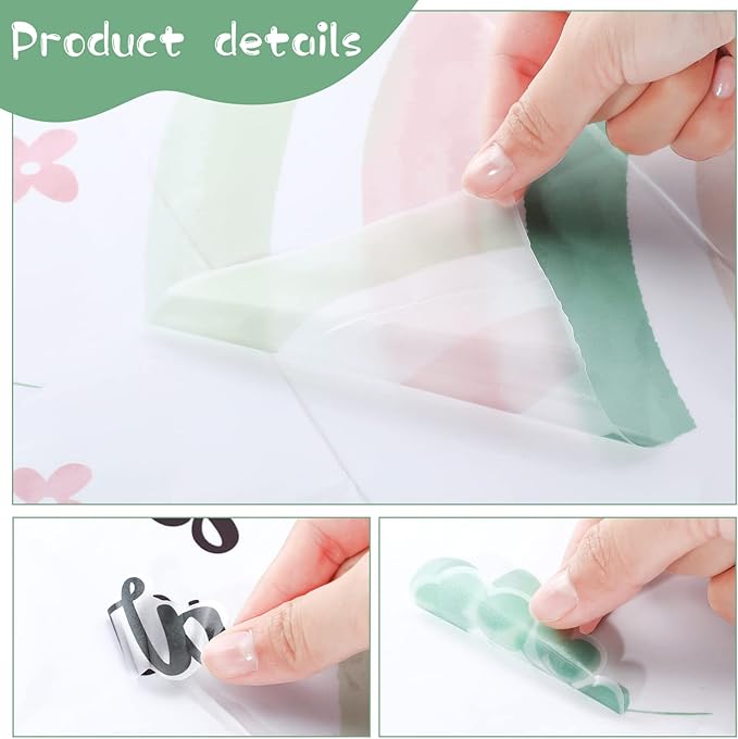 Containlol Rainbow Wall Decals, Playroom Wall Decor for Girl Room, Watercolor Peel and Stick Wallpaper, Boho Wallpaper 30 x 14 Inch Heart Art Stickers for Toddler Bedroom Nursery(Green,Fresh)