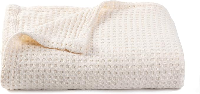 36” X 40” Inches Cooling Baby Waffle Weave Blanket, Ultra-Soft Lightweight Receiving Blanket for Newborn, Breathable Comfortable Baby Swaddle Blanket for Boys and Girls(Natural)