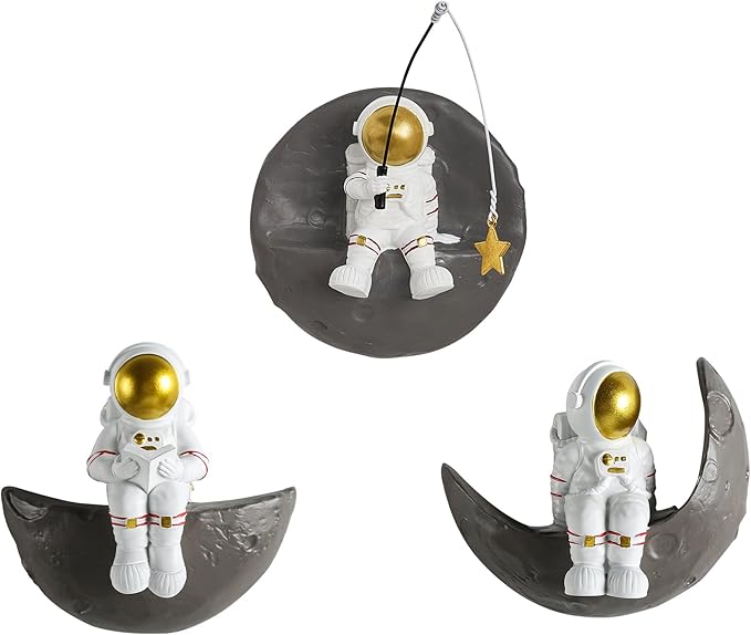 XGZY 3-Piece Astronaut Wall Decoration: Space Theme Outer Space Kindergarten 3D Wall Decoration for Boys Room Decor