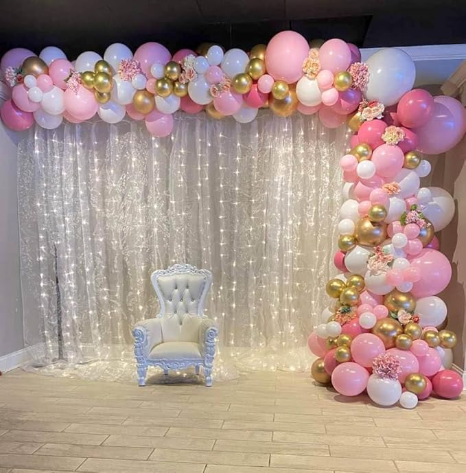 Pink and Gold Balloons, 12 Inch Light Baby Pink White and Gold Confetti Balloons for Girls Princess Birthday Baby Shower Bridal Shower Wedding Graduation Party Decoration