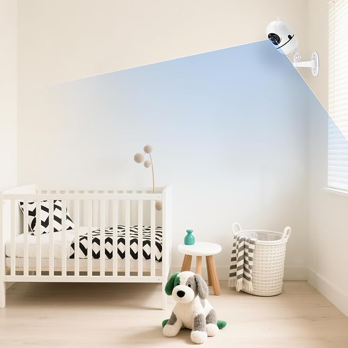 Adjustable Baby Monitor Wall Mount for HelloBaby HB6550/HB6550 Pro/HB6560/HB65/HB6240/HB6339 & ANMEATE SM935E, 360° Swivel Baby Monitor Stand Adhesive Wall Mount with Perfect View and Easy to Install