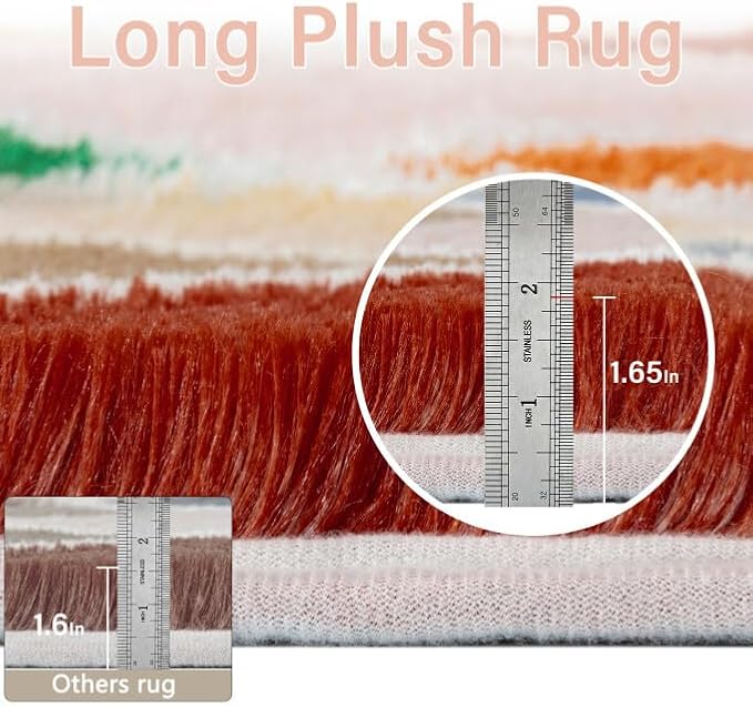 8x10 Checkered Rug for Living Room Rainbow Modern Soft Area Rug Fluffy Non-Slip Carpet for Bedroom Playroom Home Aesthetic Decor