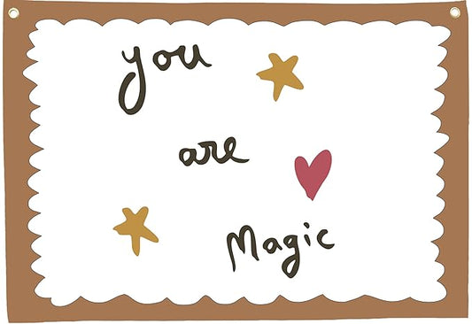Baby Kids Growth Affirmation Stuff Nursery Above Crib Bedroom Playroom Reading Room Wall Decor Hanging Rectangular Banner Flag Sign Wall Art Baby Shower Baptism Birthday Christmas Gift You are Magic