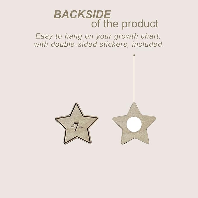 Wooden Markers for Growth Chart Height Ruler Kids Height Measurement, Space Themed Shapes.