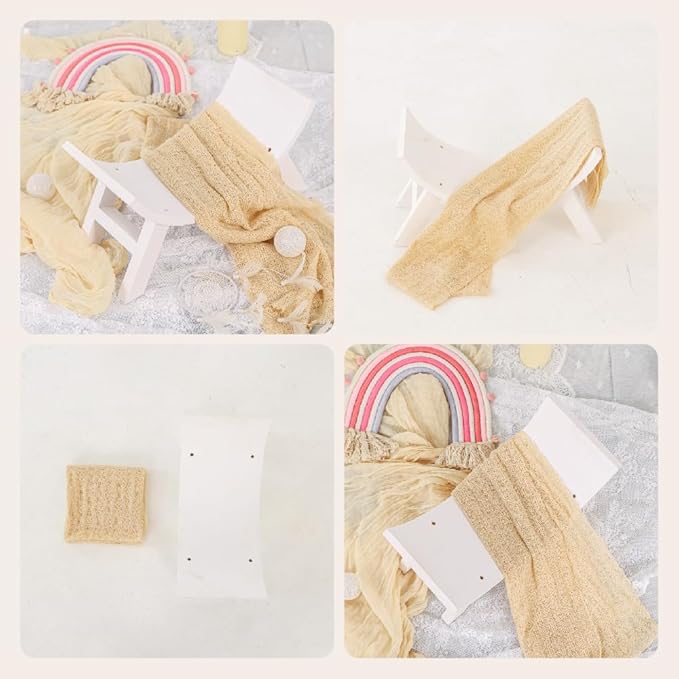 Kate Newborn Photography Props for Baby Wooden Photo Props Set for Photo Studio Photoshoot Newborn Props for Photography with Stretch Wrap