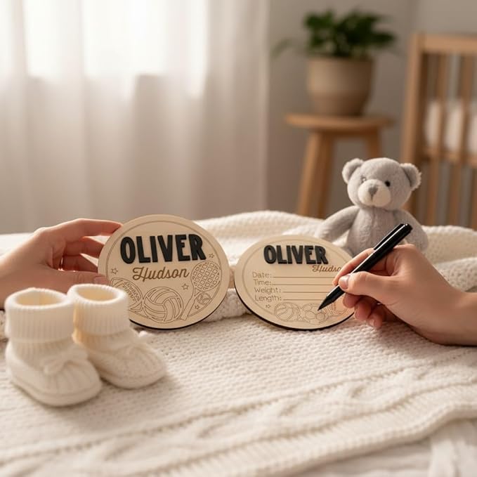352 Mercantile Personalized Sports Theme Baby Name Stat Sign, Wooden Birth Stat Plaque, 6", 7" or 8" sign, 3D Raised Letters, Nursery Keepsake Decor (STAT SIGN)