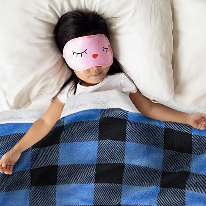 Ultra Soft Sherpa Fleece Plaid Baby Blanket | Cozy, Plush Throw Blanket for Kids | Reversible Plaid | Washable | Wide Size for Extra for Warmth & Comfort | Cute