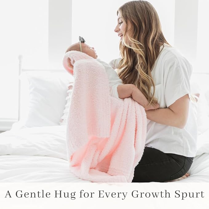 SARANONI Bamboni Luxury Baby Blanket | Cozy & Soft Plush Receiving Blankets | Perfect for Girls & Infant Baby Boy Blankets | Light Pink - 30” x 40”