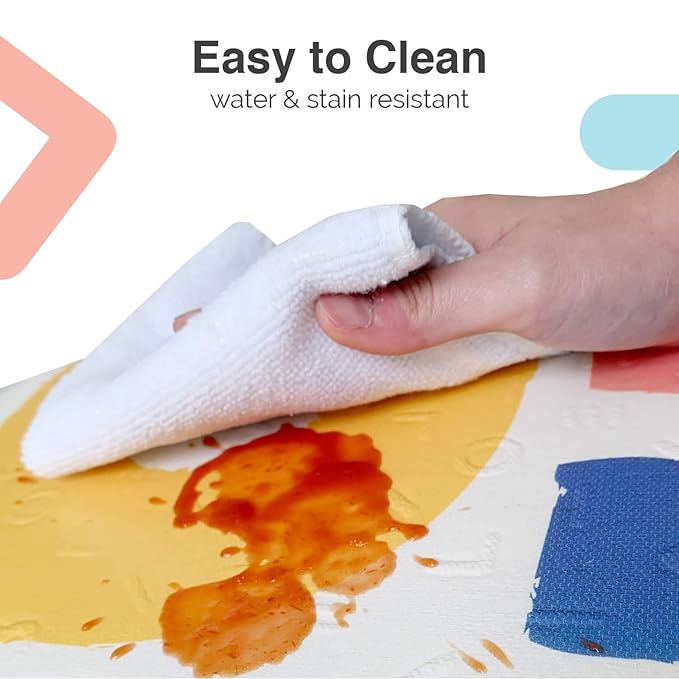 ORIBEL PurePlay Baby Play mat | 79" x 59" | Odour Free | Easy to Clean | Water & Stain-Resistant | Reversible & Foldable | 3 Layer Protection| Scratch Resistant (Happy Palette)