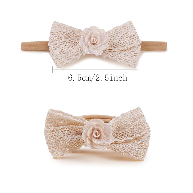 OOSAKU Baby Girl Flower Headbands Set Elastic Floral Headbands 6pcs Soft Nylon Hair Band for Newborn Toddler Hair Accessories (H-F0)