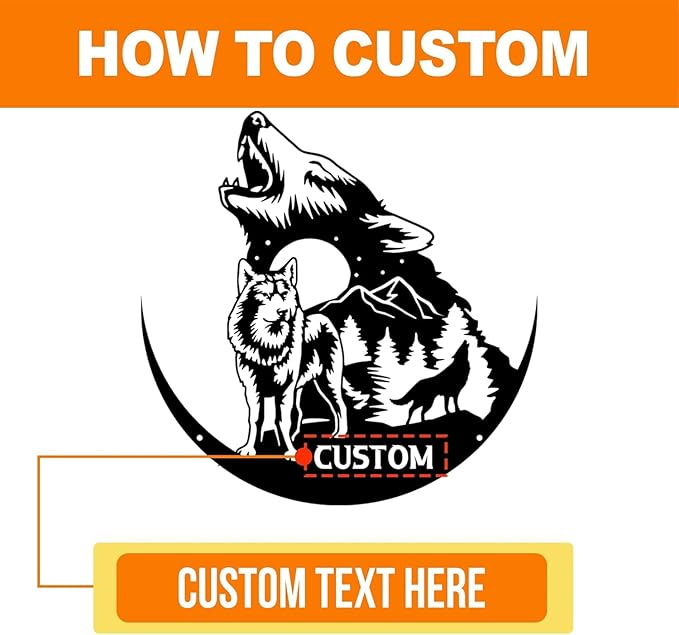 Custom Wolves Name Metal Sign, Black Wolves Wall Art, Cabin/Living Room/Porch Decor, Father's Day Gift, Personalized Birthday Gift for Husband/Hunter/Wolves Lover/Outdoorsmen