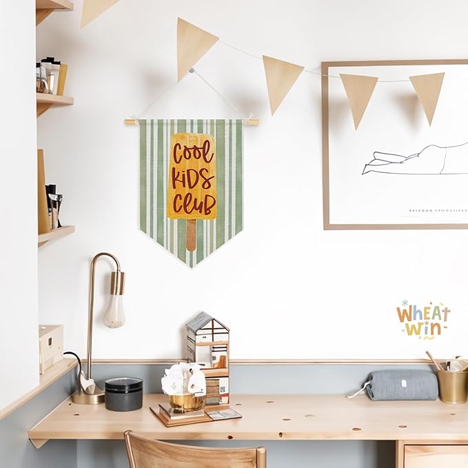 Cool Kids Club Banner - Playroom Decor, Play Room Decor, Hanging Flag Pennant Banner Wall Decor Gifts for Classroom Nursery Homeschool Boys Girls Room 15x11 Inch