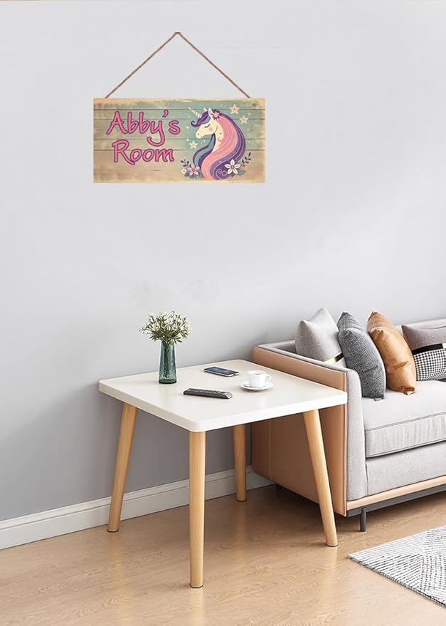 Personalized Sign Cute Unicorn Wall Decor Rainbow Decoration for Home Kitchen Bar Garage Vintage Retro Poster Plaque Decor for Kids Room Nursery Wall Decorations Stuff