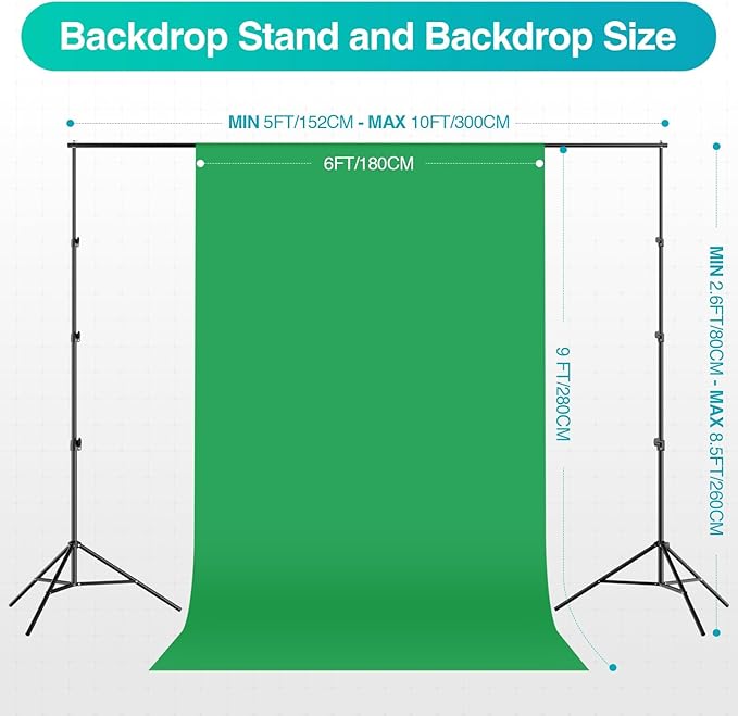 EMART 8.5 x 10 ft Backdrop Support System, Professional Photography Lighting Kit with 50W LED Blub, 6 * 9ft Backdrop *3, Reflector,Umbrellas&Softbox Lighting Kit for Studio, Portrait, Video Shooting