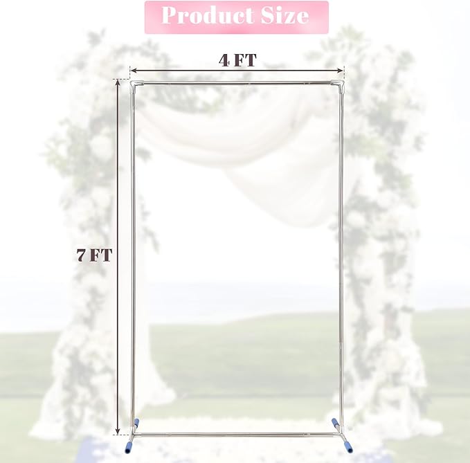 Wedding Arch Backdrop Stand,7x4 FT Metal Arch Backdrop Stand for Ceremony, Stainless Steel Square Backdrop Stand for Parties,Wedding,Birthday,Anniversary,Baby Shower,Garden Decorations