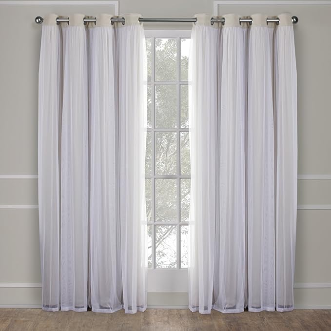 TOWN & COUNTRY LUXE Talia Double Layer Indoor Curtains, Sheer and Room Darkening Blackout, Grommet Top, Energy Efficient, 2-Pack Set, 52"x108", Sand