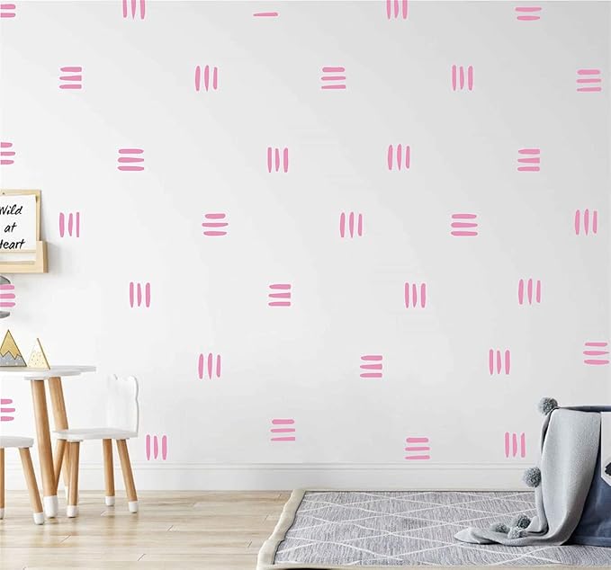 120pcs Modern Line Wall Stickers Boho Nursery Kids Living Room Scandinavian Home Décor Self-Adhesive Murals Vinyo DIY Gift YT5037 (Light Pink)