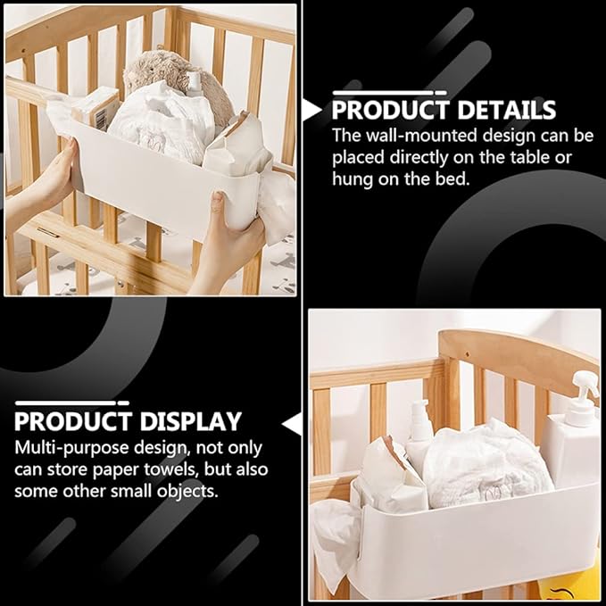 Toyvian Diaper Organizer Box Hanging Diaper Storage Bin Nursery Organizers for Changing Table Crib Baby Stroller