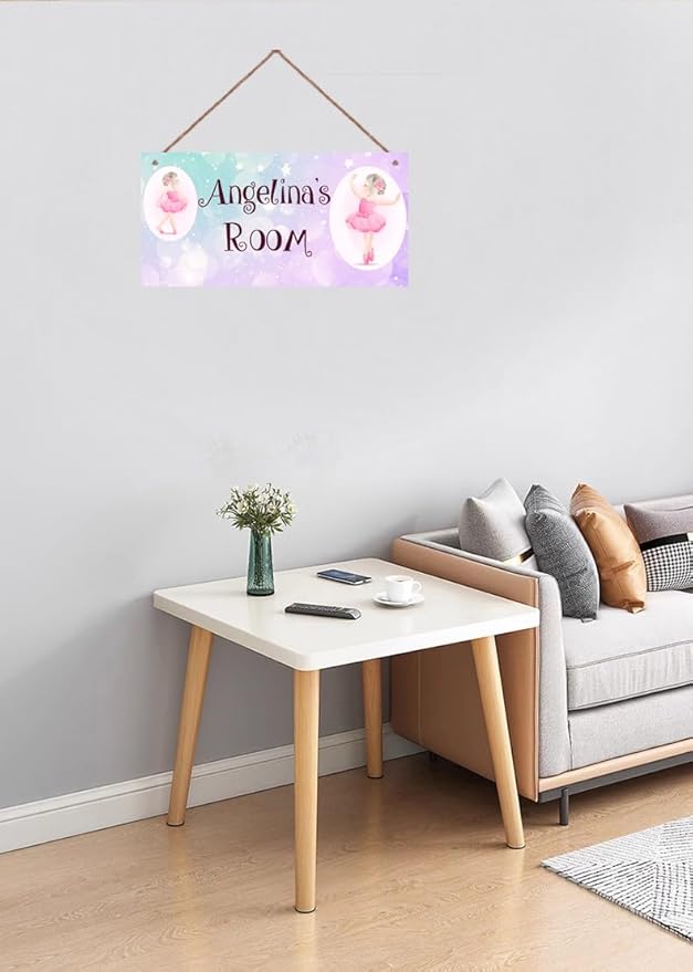 Personalized Cute Dancing Girl Sign, Ballet Girls Signs Kids Room Custom Name Door Wall Decor, Floral Nursery Art Plate For Boys Room Girls Bedroom Little Man Cave