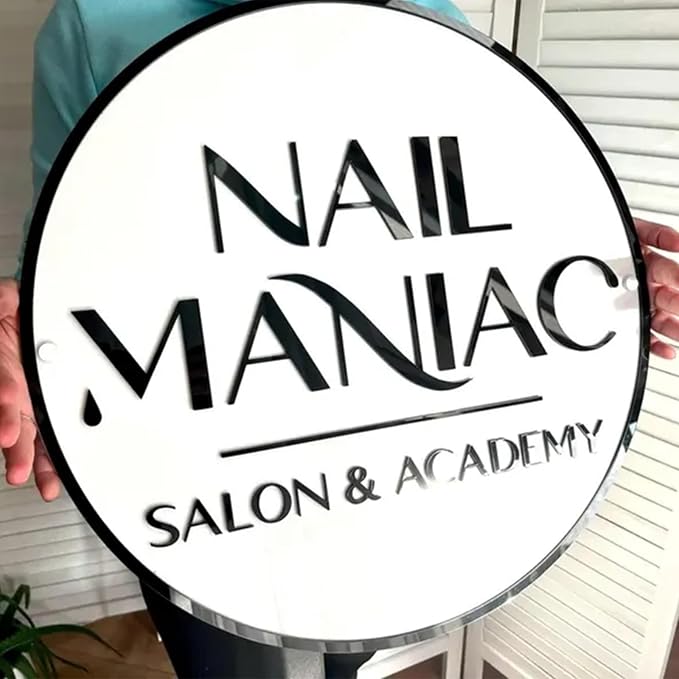 Custom Acrylic Business Sign Acrylic Wall Sign Logo Personalized Wall Decor for Beauty Salon Hanging Office Coffee Shop Signage