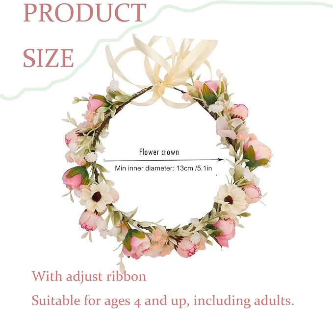 Floral Fall Camellia Flower Crown Rose Headpiece Wedding Bridal Flower Girl Halo Maternity Photo Props FL-03