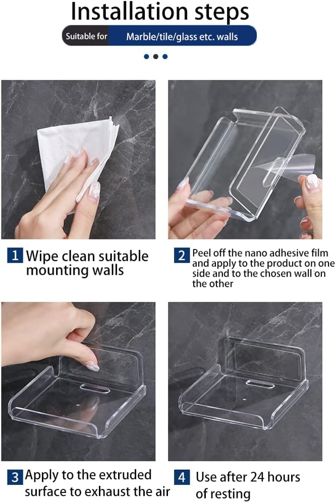 REQO Acrylic Floating Small Wall Shelves,Mini Wall Mounted Hanging Display Shelves, Universal Adhesive Shelf Easy to Install No Drill,for Security Cameras, Baby Monitors, Smart Speaker (2pcs)